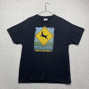 VTG Tennessee River Deer Hunter What's your sign Black Men’s Sz L T-Shirt